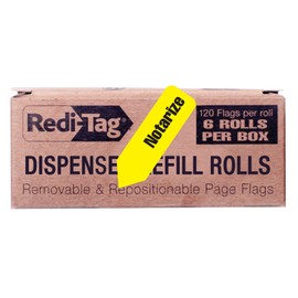 Redi-Tag Notarize Printed Arrow Flags, 6 Roll Refill, 120 Flags per Roll, 1-7/8 x 9/16 Inches, Yellow (91043)