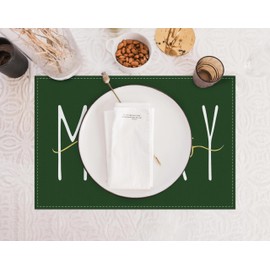 ONWAY - Juego de 4 manteles individuales dorados de Feliz Navidad de 12 x 18 pulgadas, para Navidad, día festivo, para el hogar, fiesta, cocina, comedor, decoración de mesa, color verde