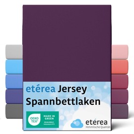 etérea Comfort Jersey Fitted Sheet in Various Sizes and Colours, Soft Fitted Sheet Made from 100% Cotton, Flat Sheet with Approx. 25 cm Base Height and 140 g/m²