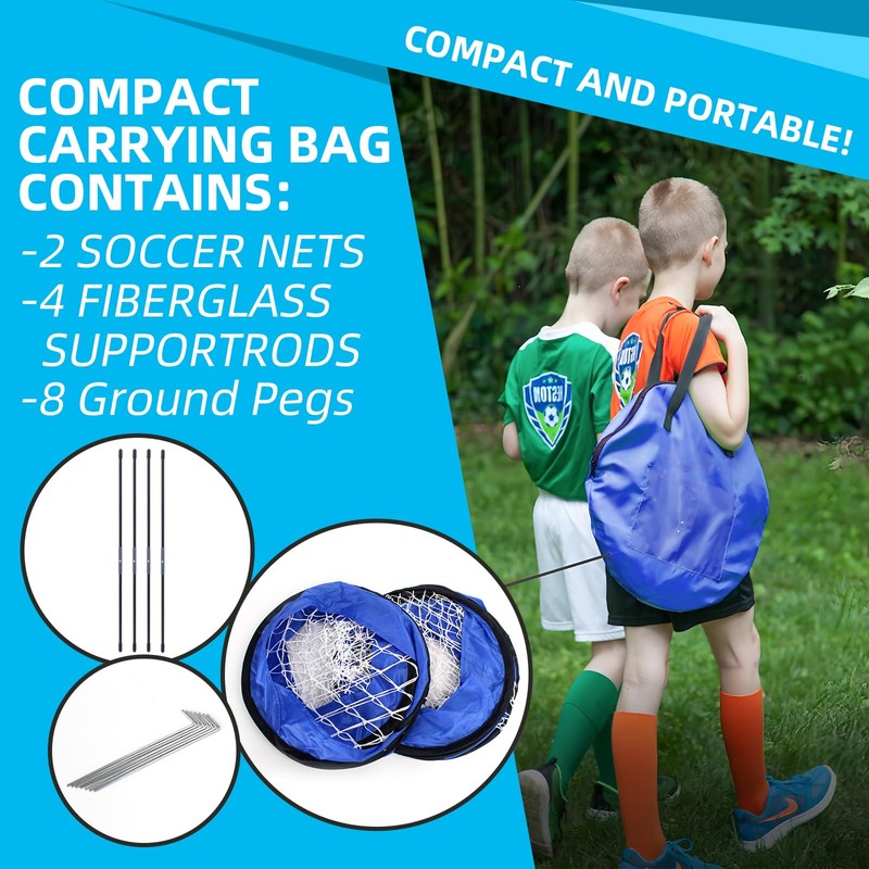 2 Pack Soccer Goals for Backyard, Portable Soccer Goal, Collapsible