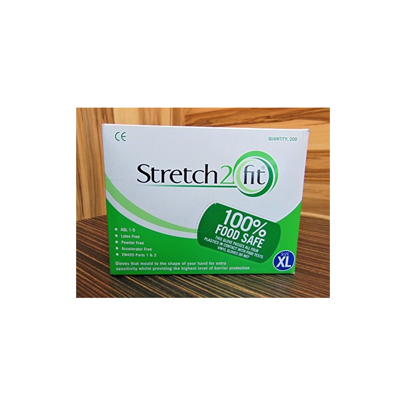 Stretch2Fit Latex-Free Unpowdered Gloves - XL Green - 200 Pack