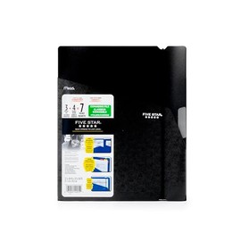 Five Star Expanding File + Folder, 7 Pockets, 10.25" x 12.25", Storage Pockets, Tabbed Dividers, Bungee Closure, Black (350168)