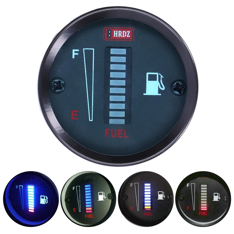 LED Fuel Meter Gauge Indicator 52mm Dia 12V Adjustable Resistance