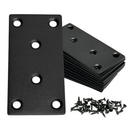 OMIDEAS 10 x Flat Connecting Plates (80 x 40 x 2) Mounting Perforated Metal Angle for Wooden Sleepers Stainless Steel Repair Connector Black