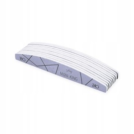 MANI KING Professional Nail Files, Pack of 10, 180/240 Half Moon Coarse File, Standard, Double-Sided Nail Files, Nail Files for Gel Nails, Nail Files, Various Grain Shapes