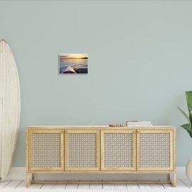 Stupell Industries Lake Life is Simple Phrase Kayak Boat Sunrise Wall Plaque, 15 x 10, Blue