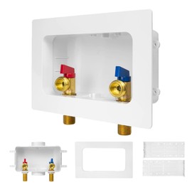 2-PACK GUOFIS Washing Machine Outlet Box with Center Drain,PEX Laundry Washer Box (1/2"MIP Sweat Connection Inlet X 3/4"MHT Outlet)