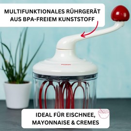 Westmark 30702260 Hand Mixer, Without Electricity, Filling Volume: 1 L, Plastic, Mixing Flash, Transparent/White/Red