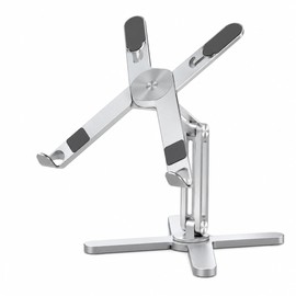 Foldable Laptop Stand for Desk and Travel - Aluminum Alloy Holder with 360° Rotation and Open-Ended Heat Dissipation