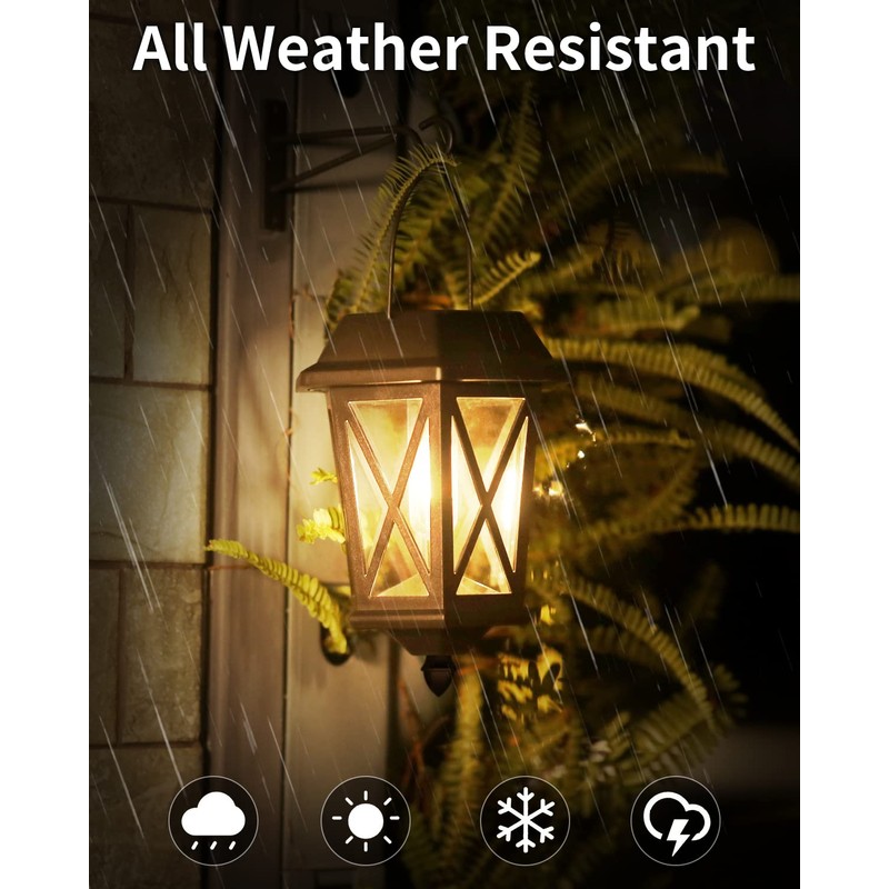 Solar Lanterns Outdoor Waterproof, Hanging Solar Lights with Glass Shade