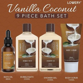 여성을 위한 스파 코코넛 세트 U2013 선물 9피스 세트 선물 그녀를 바닐라 고급스러운 Luxury Vanilla Spa Coconut Set U2013 Gift 9-Piece Set for Her [Vanilla Coconut]