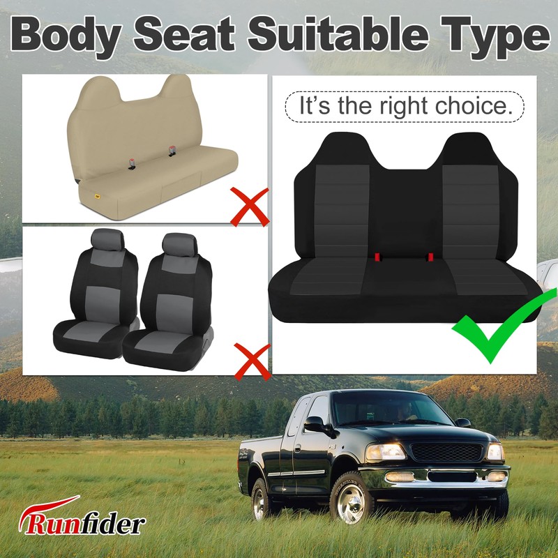 runfider Thickened Oxford Cloth Front Solid Bench Seat Covers with