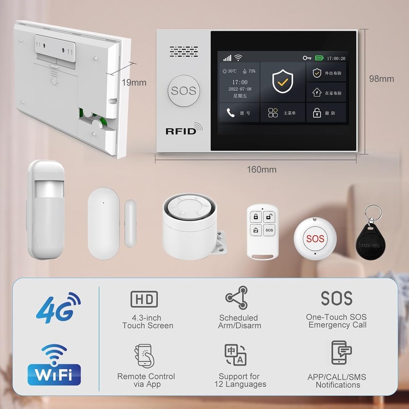 WiFi Wireless Alarm System for Home Security - 24/7 Protection