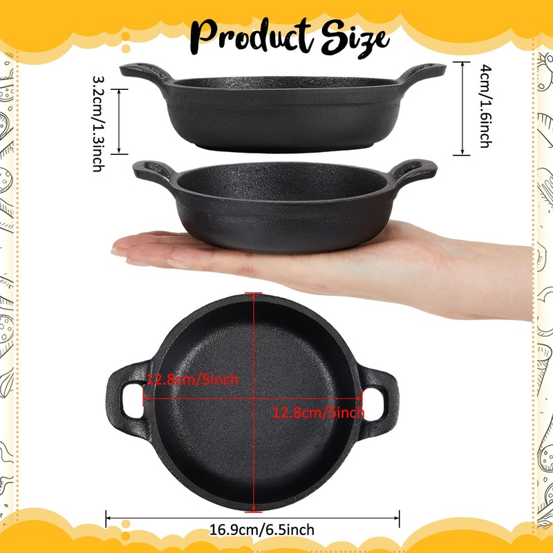 Ziliny Mini Cast Iron Skillets 5 x 5 x 1.2