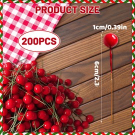 200 Christmas Holly Berries, Festive Wreath Making Supplies, DIY Christmas Decorations UK, Artificial Berries for Christmas Garland Decorations, Garland Crafting for Home and Party