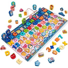 Montessori Toys, Juguete Educativo para Niños, Juguetes de Estudio Sensoriales y Didáctico Juguetes para Apilar Clasificación de Formas, Juguetes Didacticos para Reconocer Color, Letras, Contar