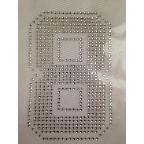 Unbranded LARGE NUMBER 8 CRYSTAL/CLEAR RHINESTONE IRON ON TRANSFER Size