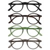 OPULIZE REY Lesebrille - 4er-Pack - Runder Retro-Rahmen - Mattschwarz,