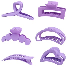 Hair Claw Clips, Light Lightweight Strong Hold Nonslip Claw Hair Clips for Thick Hair & Thin Hair & Curly Hair, 90's Vintage Jaw Clips for Women & Girls (Purple Matte)