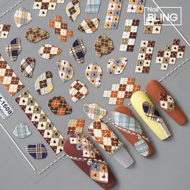 Classic Check Wool M-1608 Embossed Nail Sticker / 클래식 체크모직 M-1608 엠보 네일스티커
