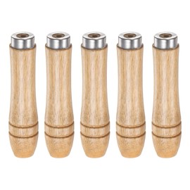 sourcing map 5pcs Wooden File Handle 3.54 Inch Round Hole Ergonomic Handles with Metal Collar for 4" - 6" Metal Files