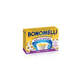Bonomelli Camomilla Solubile con Melatonina e Magnesio 16 Bustine, Contro Stanchezza e Affaticamento, Infuso Rilassante, Senza Zucchero (72g)