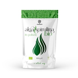 ERBOTECH Organic Spirulina Powder, 100 g Pouch, Rich in Proteins, Calcium and Vitamins, Nutrient-Rich, Organic Support, Vegan, Made in Italy