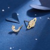 Asymmetrical Planet Star Moon Stud Earrings for Women Sparkly Cubic