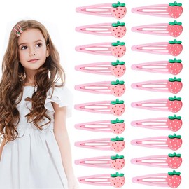 20 Pcs Cute Strawberry Pink Y2K Hair Clips,Strawberry Metal Snap Hair Barrettes,Fruit Cutecore Hair Accessories,Strawberry Hair Pink Accessories for Sweet Bangs Clip Women Y2k Hair Accessories