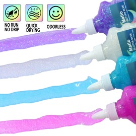 Matio 12 Pack Glitter Glue Stick Set, Non-Toxic Washable Glue Pens 10.5ml Each Craft Glitter Bulk Gel, Assorted Color Slime Glue for DIY Art Project Painting Scrapbooking School Christmas Decor Supply