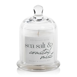 Zodax Apothecary Guild Scented Jar Candle with Glass Cloche, 10.19 oz- Sea Salt & Coastal Mist