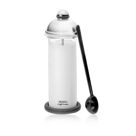 BonJour Coffee Glass and Stainless Steel Manual Milk Frother, 16-Ounce, Caffé Froth Maximus