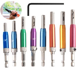 8 Pcs Hinge Drill Bit Set Centring, HSS Self Centering Drill Bit, Self Centering Hinge Drill Bits, Self Centering Hinge Drill Bit Set with 1 Self-centering drill bit 1/4" hex shank hinge drill bit