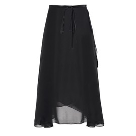 EASTBUDDY Dance Skirt Women Long Ballet Wrap Skirt for Adult Adjustable Tie Chiffon Skirts Girls Black