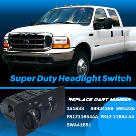 1S1833 Headlight Switch Fit for Ford F-250 F-350 F-450 F-550 Super Duty 1999-2000,for Ford F650 F750 Truck 2000-2005,for F800 Truck 1999,Replace F81Z-11654-AA 88924369 SWA41651 SW5226
