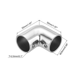 sourcing map 2pcs Boat Handrail Fitting, 2-Way Elbow Pipe Connector Marine Grade 316 Stainless Steel Pipe Fitting Connector 2.6mm for 1inch OD Tube Shelves Display Racks