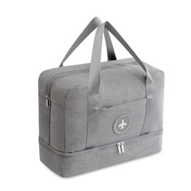 FANDARE Sports Bag Travel Bag Shoulder Bag Hand Luggage Weekender Backpack Women Men for Overnight Beach Handbag Cosmetic Bag Outdoor Camping Swimming Training with Shoes Compartment, gray