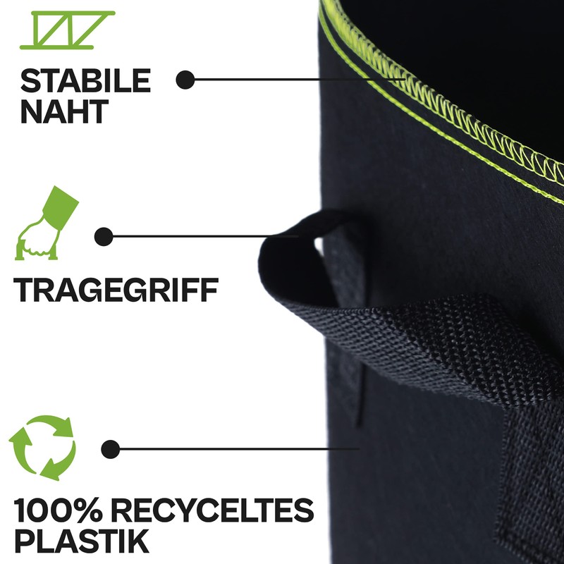 Plant Bag, 5 x 20 L Non-Woven Fabric with Plant