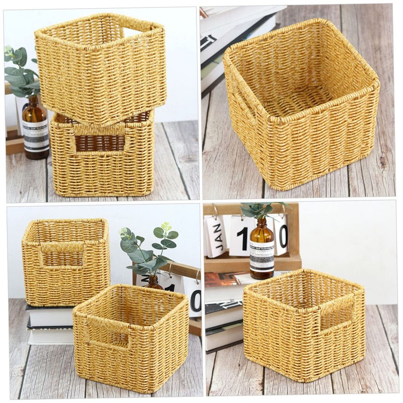 VILLFUL Elegant Desktop Basket Woven Storage Basket for Office Kitchen
