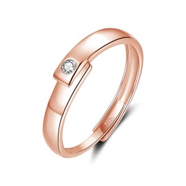 Bewenda Silver Pair of Rings, 925 Sterling Silver Partner Rings for Men and Women, Adjustable Partner Rings, Engagement Ring, Wedding Ring, Simple Open Wedding Rings, Band Ring with White Cubic