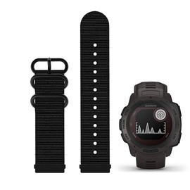 C2D JOY Compatible with Instinct (Solar/Tactical/Esports/Surf/Camo) Instinct 2 Bands Replacement Canvas Nylon Strap - 22MM (Black)