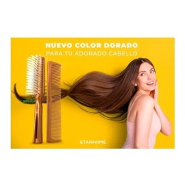Stanhome Set De Cepillo Y Peine Capilar Color Dorado Stanhome