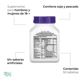 Vitaminas Cabello Piel Y Uñas 21st Century 50 Capsulas Hair Natural
