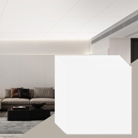 VEVOR Ceiling Tiles, 12-Pack 24 x 24 in, Drop Ceiling Tiles Premium PVC Foam Sheet, Fire-Rated & Good Flexibility & Easy Installation, Ceiling Covering for Home/Office Decoration, Smooth White