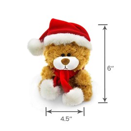 Plushland Adorable Soft and Hairy Santa Teddy Bear, Stuffed Animal -Holiday Toys - Xmas Party Favors for Kids (Christmas Qbeba Bear Brown)