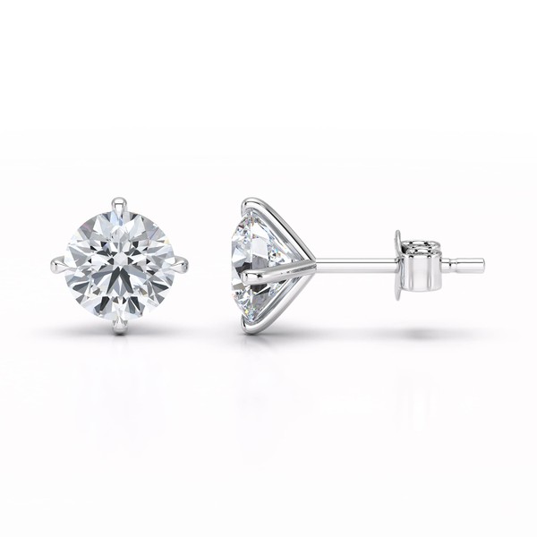 Sterling Silver Cubic Zirconia Earrings - 6mm Round Cubic Zirconia