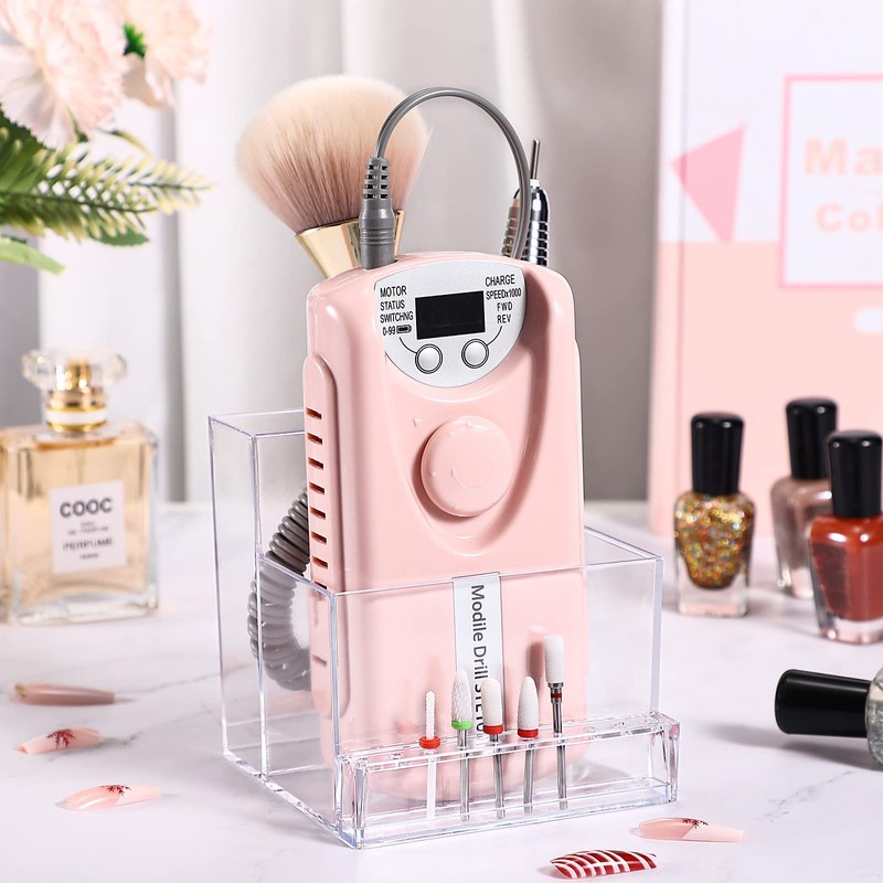 Noverlife 10 Holes Mini Nail Drill Machine & Bits Storage