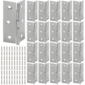 Luomorgo 20 Pack 3 Inch Mini Hinges Butt Hinges, Stainless Steel Cabinet Hinges, Small Folding Door Hinge for Wooden Box, Crafts (Silver)