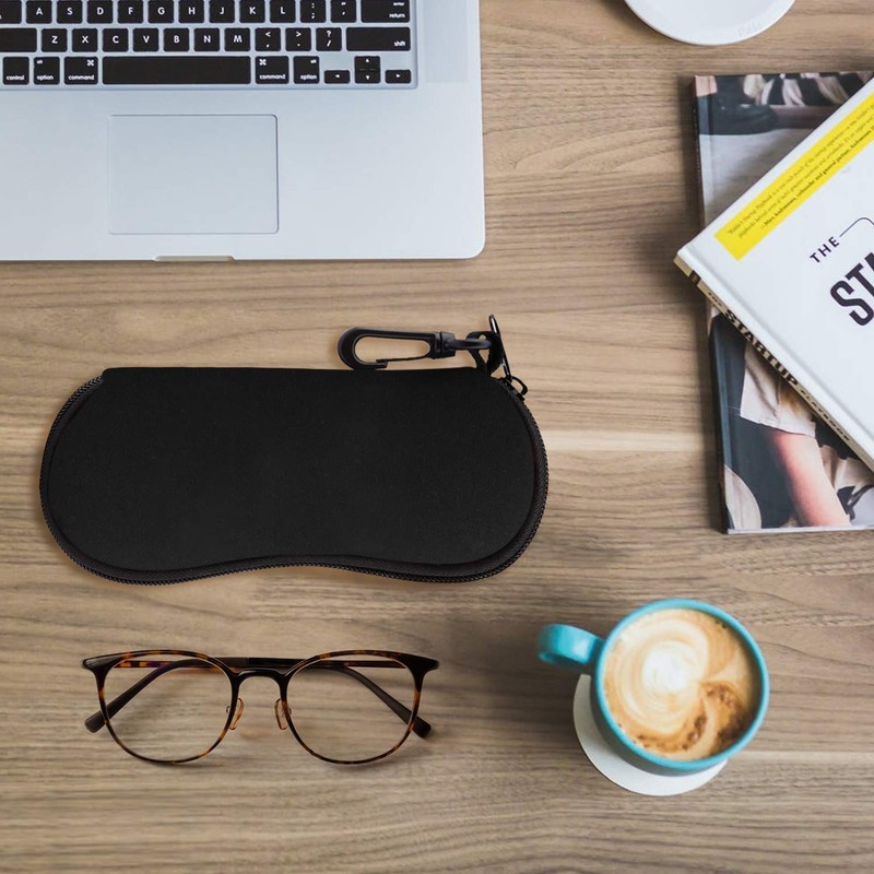 MoKo Soft Neoprene Eyeglass Case, Eyeglass Pouch, Zipper, Splashproof, Scratch-Resistant,
