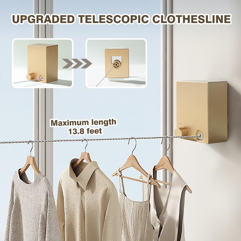 Retractable Clothesline, Retractable Clothesline Indoor, Laundry Line Retractable, Not Sagging,
